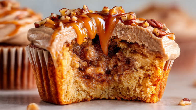 The Ultimate Cozy Dessert: Gooey Pecan Pie Cupcakes with Fluffy Brown Sugar Frosting